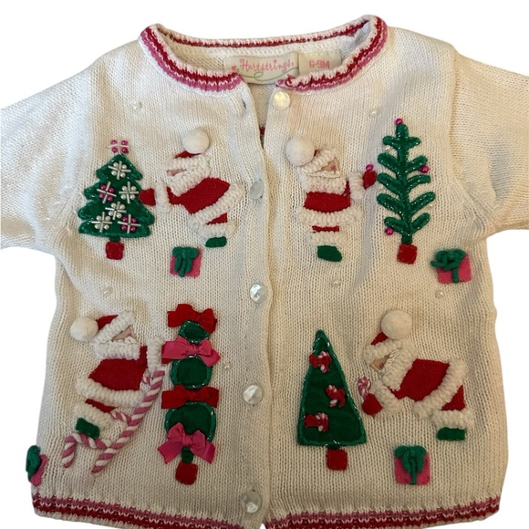 Vintage baby Christmas sweater with Santa and Tree Design - Picture 3 of 4